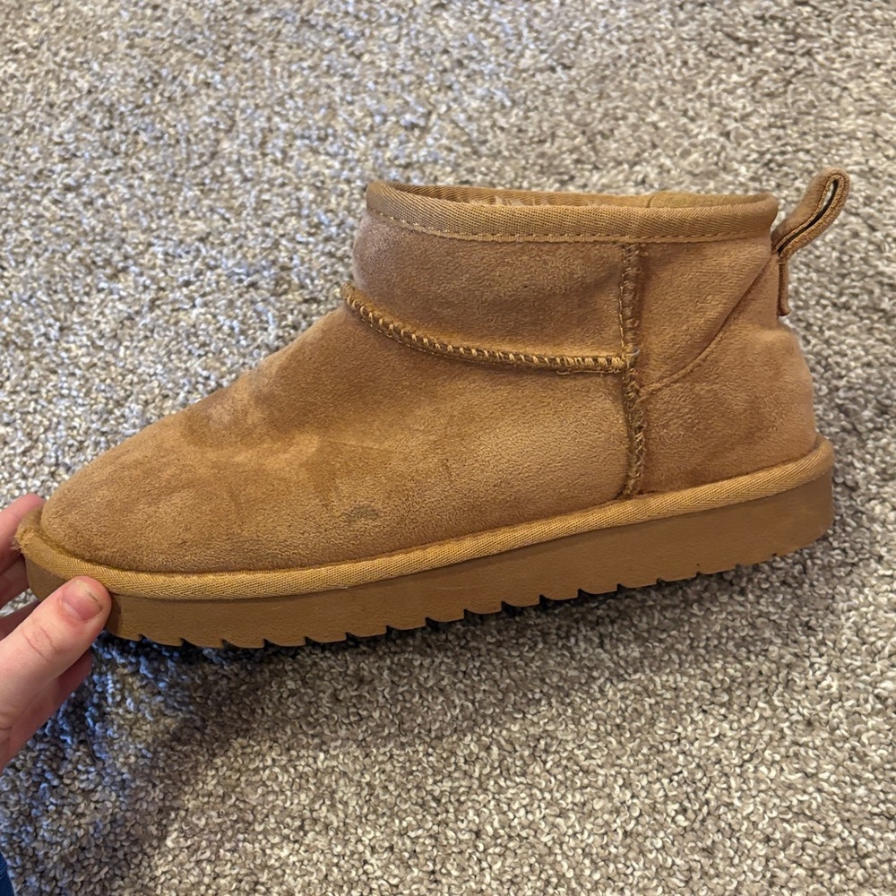 Maurices Chestnut Brown Suede Fleece-Lined Slip-On Slippers - Picture 2 of 5